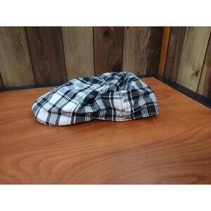 Granule Black White Plaid Driving Cabbie Newsboy Hat Cap